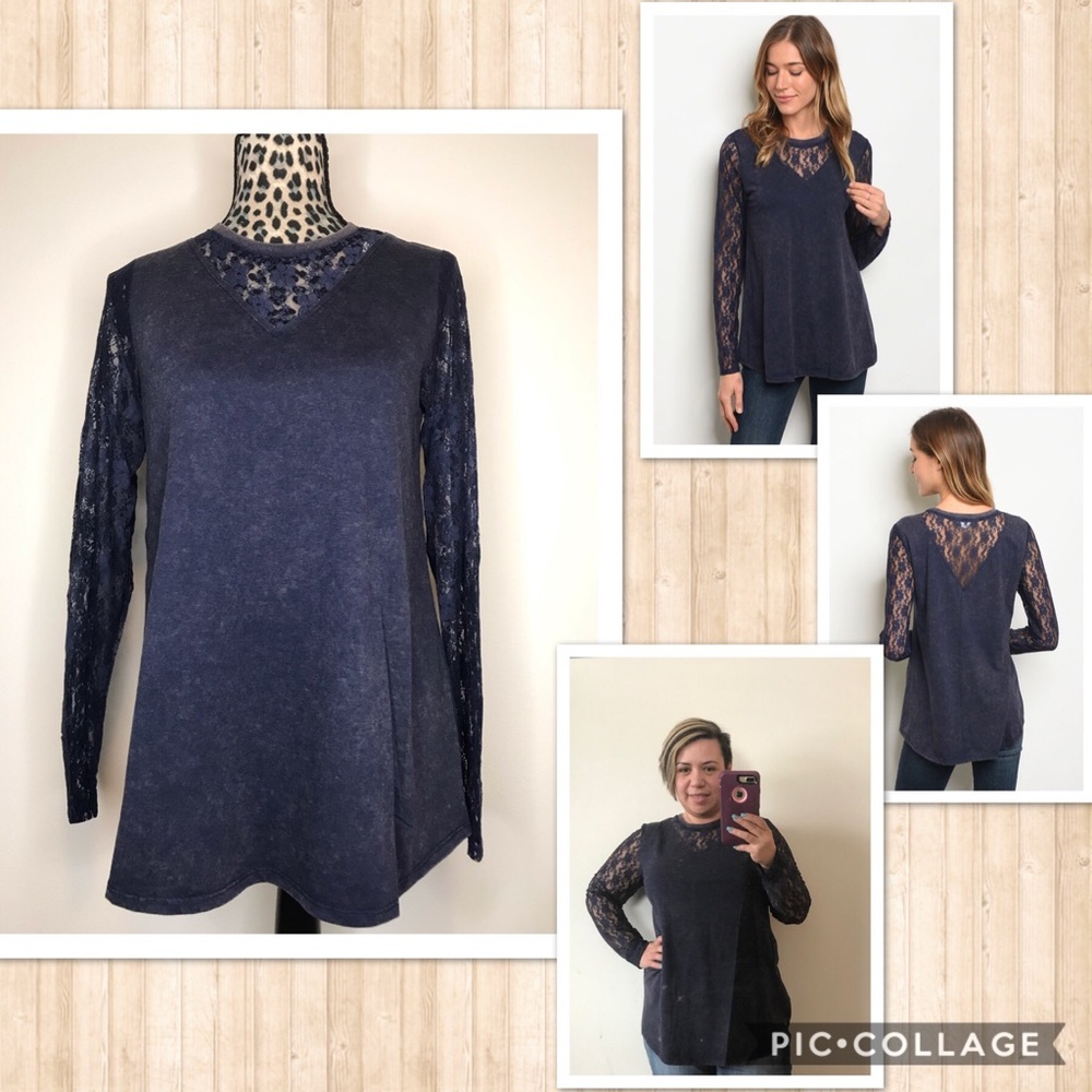 Navy Lace Top